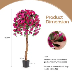 COSTWAY 130cm Artificial Azalea Tree Faux Tree in Pot Indoor Tall Decorative Plant