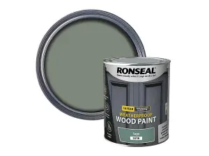 Ronseal 39398 10 Year Weatherproof Wood Paint Sage Satin 750ml RSL39398