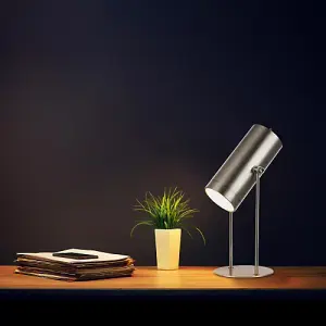 Modern Satin Nickel Adjustable Tiltable Rechargeable LED Table/Desk/Floor Lamp