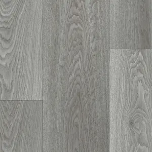 Grey Wood Effect Vinyl Flooring For LivingRoom, Kitchen, 2.7mm Thick Cushion Backed Vinyl Sheet-8m(26'3") X 4m(13'1")-32m²