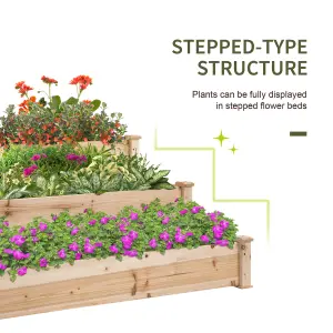 Outsunny Wooden Raised Bed 3-Tier Planter Kit Elevated Plant Box 124x124x56cm