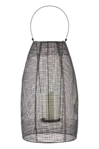 Interiors by Premier Large Black Lantern, Iron Wireframe Black Candle Holder, Indoor & Outdoor Glass Shade Candle Holder