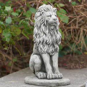 Upright Lion Stone Statue Outdoor Garden British Made Ornament