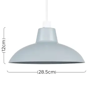 ValueLights Civic Pair of Retro Style Gloss Grey Metal Easy Fit Ceiling Pendant Light Shades