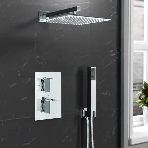 Nes Home 2 Dial 2 Way Square Concealed Thermostatic Shower Mixer,Head,Handset set