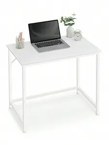 VASAGLE Computer Desk, Small Office Desk And Workstation, Work Desk For Home Office, Study, Bedroom,  Metal Frame, Maple White