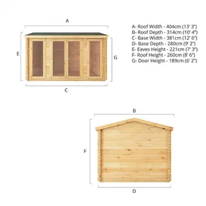 Waltons 4m x 3m 28mm Wooden Log Cabin Home Office Garden Room