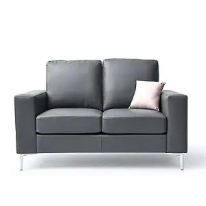 Baltic Faux Leather 2 Seater Sofa In Dark Grey