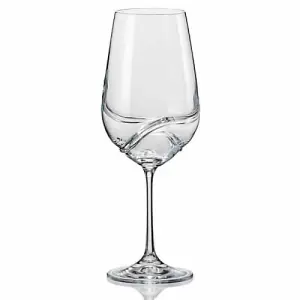 Bar Amigos Set of 6 TURBULENCE Deluxe Bohemian Crystal Wine Glasses Decanting Special Unique Wave Design For Better Aeration 550ML