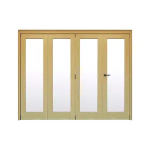 Geom 1 Lite Clear Glazed Oak Internal Bi-fold Door set, (H)2060mm (W)2821mm