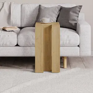 Madelyn Modern Compact C Shape Side Table Oak