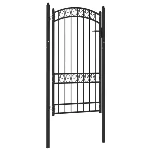 Berkfield Fence Gate with Arched Top Steel 100x175 cm Black