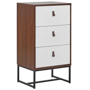 3 Drawer Chest Dark Wood with White NUEVA