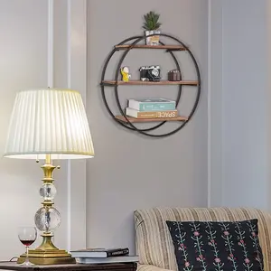 Unwind 3 Tier Circle Solid Wood Floating Shelf