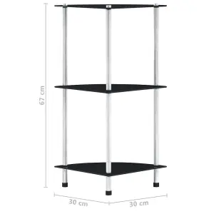 Berkfield 3-Tier Shelf Black 30x30x67 cm Tempered Glass