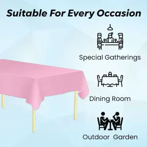 Light Pink Plastic Table Cover, Disposable Wipe Clean Waterproof Tablecloth - 54"x72"