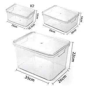 4Pcs Transparent Storage Box Plastic Stackable Storage Box Set with Lid for Home