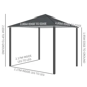 Outsunny 3 x 3m Garden Metal Gazebo Sun Shade Shelter Outdoor Party Tent