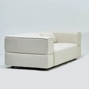 Aurora 2 Seater Sofa in Mikah Vanilla with Ottoman