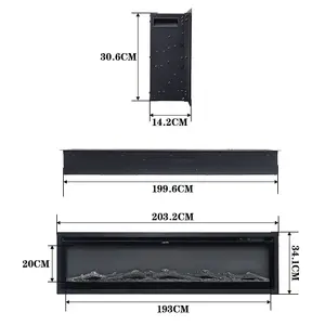 Electric Fire Wall Mounted Wall Inset Or Freestanding Fireplace 12 Flame Colours with Remote Control 80 Inch