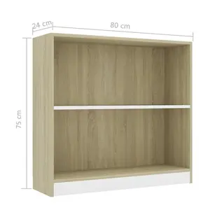 Attwood Bookcase White/Sonoma Oak / 80cm H x 75cm W x 24cm D