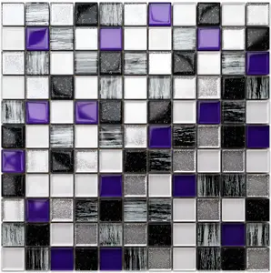 Glass mosaic on mesh for bathroom or kitchen 300mm x 300mm - Violet Valley