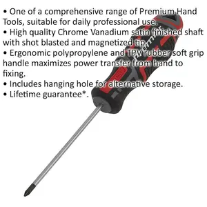 Premium Pozi 0 x 75mm Screwdriver with Ergonomic Grip and Magnetic Tip