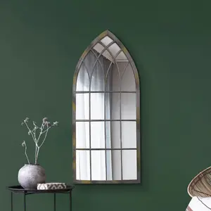 MirrorOutlet The Somerley Rustic Metal Arched Decorative Mirror 115CM X 50CM