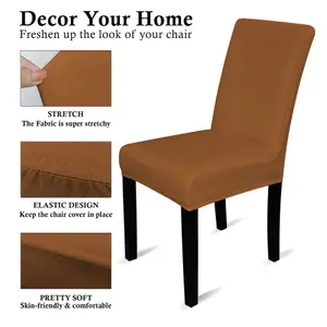 220GSM Universal Dining Velvet Chair Cover, Brown Tan - Pack of 1