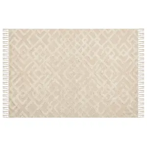 Cotton Area Rug 140 x 200 cm Beige ARDAHAN