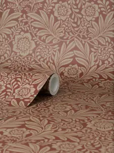 Crown Camille Damask Red Wallpaper M1746