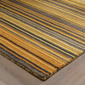 Melrose Mubai Stripe Wool Made Ochre Area Rug 200/285cm