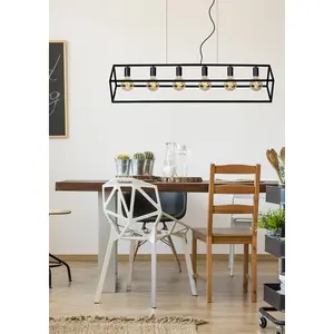 Lucide Fabian Modern Bar Pendant Light - 6xE27 - Black