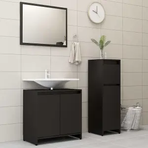 Berkfield 3 Piece Bathroom Furniture Set Black Engineered Wood