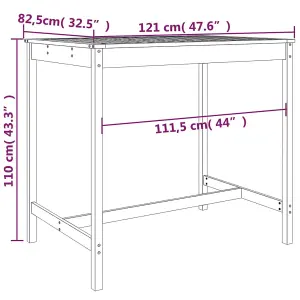 Berkfield Garden Table 121x82.5x110 cm Solid Wood Pine