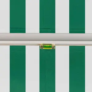 Primrose Awnings 2.5m x 2.0m Retractable Manual Green & White Awning Outdoor Patio Canopy