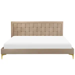 Velvet EU Super King Size Bed Taupe LIMOUX