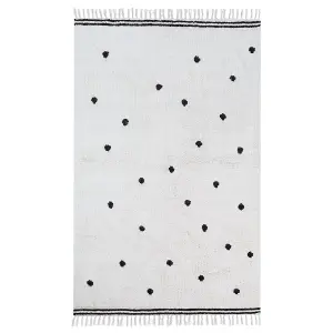 Cotton Area Rug 140 x 200 cm White LAZA