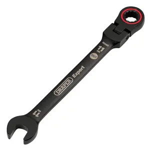 Draper Tools Expert HI-TORQ Metric Flexible Head Ratchet Combination Spanner, 11mm, Black