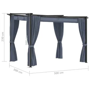 Berkfield Gazebo with Curtains 3x3 m Anthracite Steel