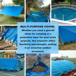 Large Blue Tarpaulin in Various Sizes Durable, Water, UV Resistant Tarp Plastic Sheet - Ground Sheet for Versatile Use 5m x 5m