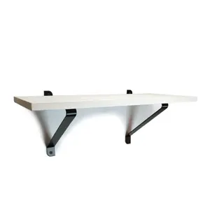 Solid Pine Rustical Shelf White with Black GALA Bracket 25x120cm