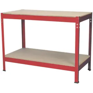 Durable 1.2m x 0.6m Workbench with Steel Frame and Wooden Top