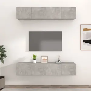 Berkfield TV Cabinets 4 pcs Concrete Grey 80x30x30 cm Engineered Wood