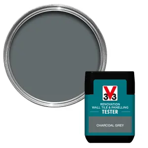 V33 Renovation Charcoal Grey Satinwood Wall tile & panelling paint, 75ml Tester pot