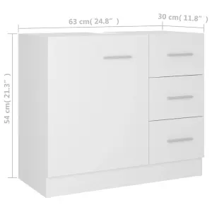 Berkfield Sink Cabinet White 63x30x54 cm Engineered Wood