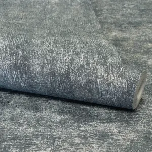 Galerie Feel Blue Metallic Scratched Plaster Wallpaper Roll