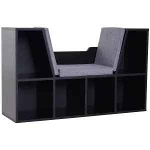 HOMCOM Cube Bookshelf Organizer with Reading Seat, Six Cubes, Black