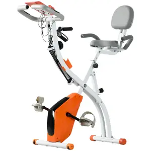 HOMCOM 2-In-1 Folding Exercise Bike with 8-Level Magnetic Resistance Orange