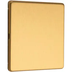 2 PACK Single SCREWLESS SATIN BRASS Blanking Plate Round Edged Wall Hole Cover